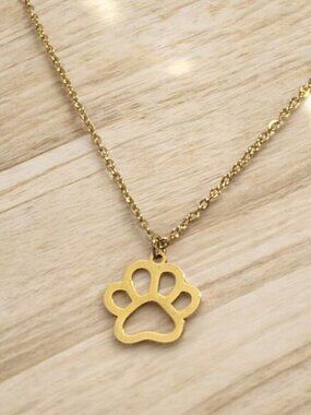 New Gold Paw Print Charm Necklace Dog Cat Pet‎